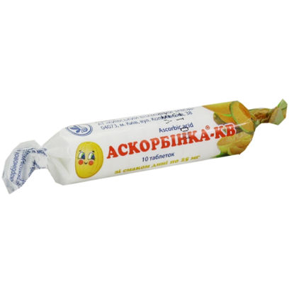 Світлина Аскорбінка КВ таблетки смак дині 25 мг №10